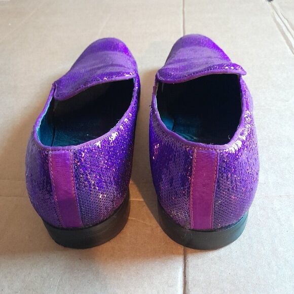 After Midnite 6865 Men\'s Designer Loafer Dress Shoes Purple Sequin Size 12